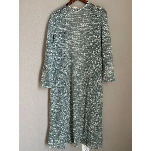 Soft Surroundings Open Front Cardigan Longline Open Knit Lightweight Metallic - Picture 6 of 11